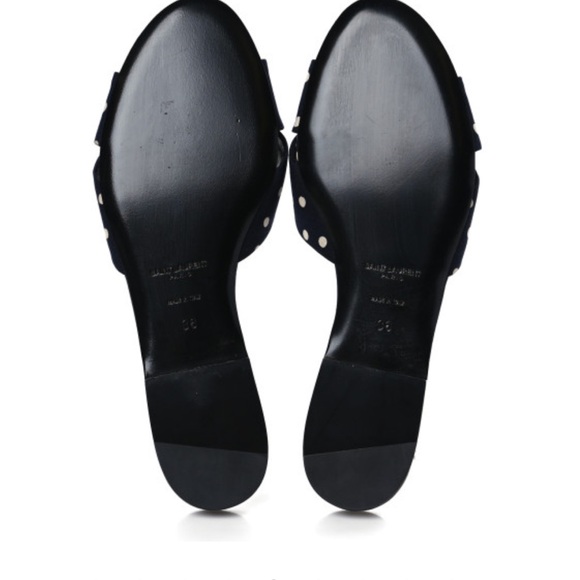 Saint Laurent Bianca Mules Navy Polka Dots - Picture 5 of 7